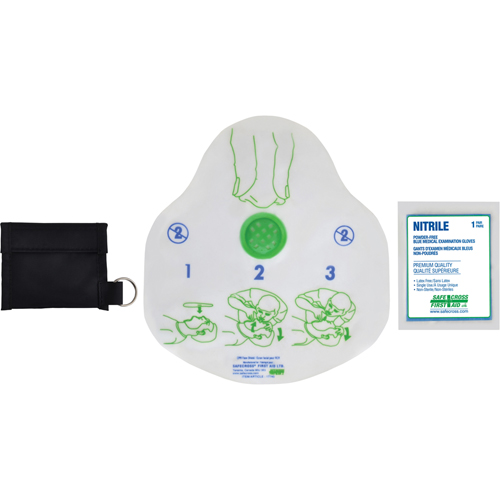 CPR Kit in Pouch With Belt Loop, Single Use Faceshield, Class 2 Action Paper