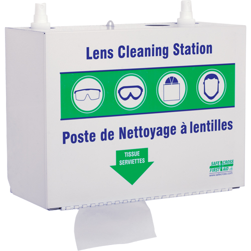Metal Lens Cleaning Stations - Two 500ml Solutions & 1 Box of Tissue, Metal, 10.5" L x 5.5" D x 6.3" H Action Paper