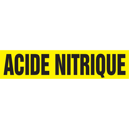 "Acid Nitrique" Pipe Marker, Self-Adhesive, 4" H x 24" W, Black on Yellow Action Paper