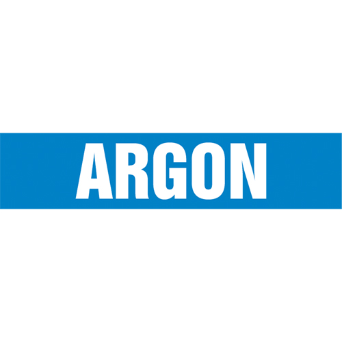"Argon" Pipe Marker, Self-Adhesive, 4" H x 24" W, White on Blue Action Paper