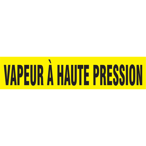 Marqueurs de tuyau "Vapeur &agrave; Haute Pression" Snap Tite, &agrave; pression, 9" h x 8" la, Noir sur jaune Action Paper