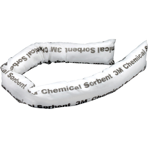 Mini-berme adsorbante pour produits chimiques, Produit chimique, 4' lo x 3" la, Absorption 12 gal., 12 /pqt Action Paper