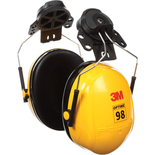 Peltor Optime 98 Series Earmuffs, Cap Mount, 23 NRR dB Action Paper