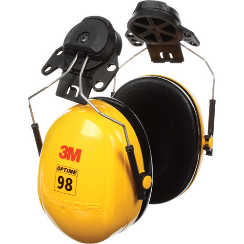 Peltor Optime 98 Series Earmuffs, Cap Mount, 23 NRR dB Action Paper