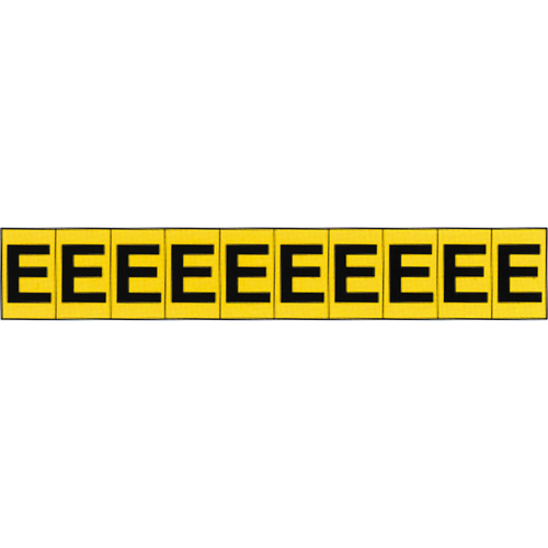 Rep&egrave;res adh&eacute;sifs &agrave; lettres individuelles, E, 1" h, Noir sur jaune Action Paper