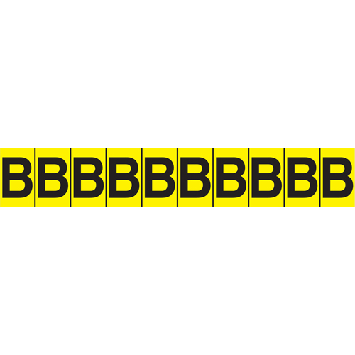 Rep&egrave;res adh&eacute;sifs &agrave; lettres individuelles, E, 1" h, Noir sur jaune Action Paper