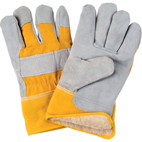 Gants d'ajusteur doubl&eacute;s pour l'hiver, 2T-Grand, Paume en Cuir de vache refendu, Doublure en Boa Action Paper