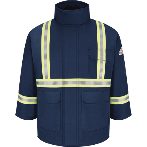 Flame Resistant Parkas with Reflective Striping, Men's, 3X-Large, Navy Blue Action Paper