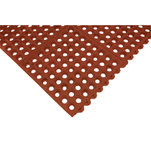 Tapis modulaire antifatigue, Nid d'abeilles, 3' x 3' x 1/2", Brun, Nitrile/Caoutchouc Action Paper