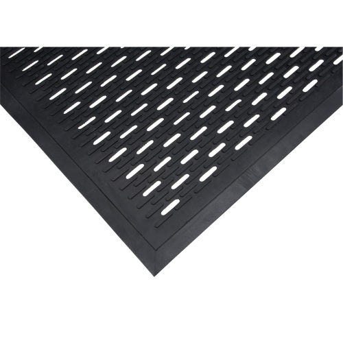 Low-Profile Matting, Rubber, Scraper Type, Slotted Pattern, 3' x 5', Black Action Paper