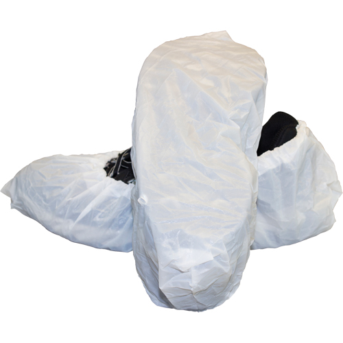 Cast "CPE" Embossed Shoe Covers, Large, Polyethylene, White Action Paper