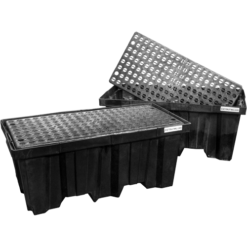 Nestable Spill Pallets, 66 US gal. Spill Capacity, 51" x 26" x 21" Action Paper