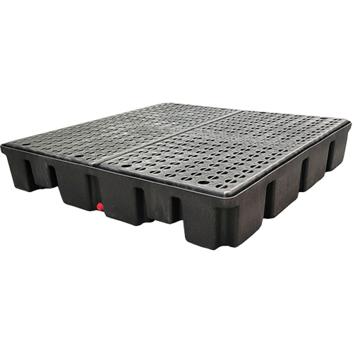 Nestable Spill Pallet With Drain, 66 US gal. Spill Capacity, 49" x 49" x 10.5" Action Paper