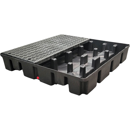 Nestable Spill Pallet With Drain, 66 US gal. Spill Capacity, 49" x 49" x 10.5" Action Paper