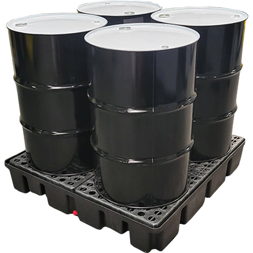 Nestable Spill Pallet With Drain, 66 US gal. Spill Capacity, 49" x 49" x 10.5" Action Paper