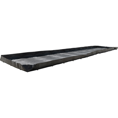 Frac Tank Berm, 3740 US gal. Capacity, 50' W x 10' L x 12" H, L-Bracket Action Paper