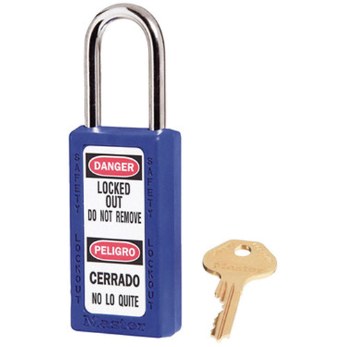 Cadenas de s&eacute;curit&eacute; Zenex 411, Bleu, Cl&eacute;s identiques, Thermoplastique, Largeur de 1-1/2" Action Paper