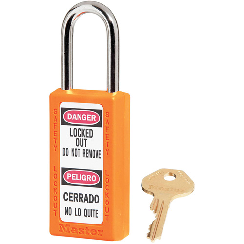 Cadenas de s&eacute;curit&eacute; Zenex 411, Orange, Cl&eacute;s identiques, Thermoplastique, Largeur de 1-1/2" Action Paper