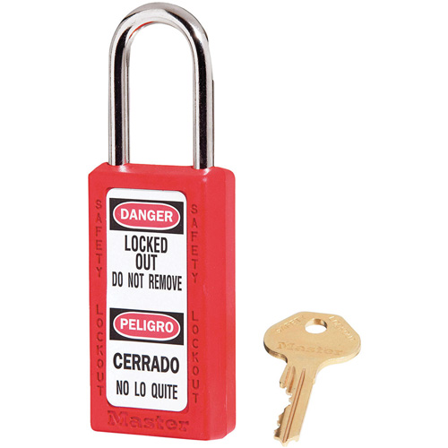 Cadenas de s&eacute;curit&eacute; Zenex 411, Rouge, Cl&eacute;s identiques, Thermoplastique, Largeur de 1-1/2" Action Paper