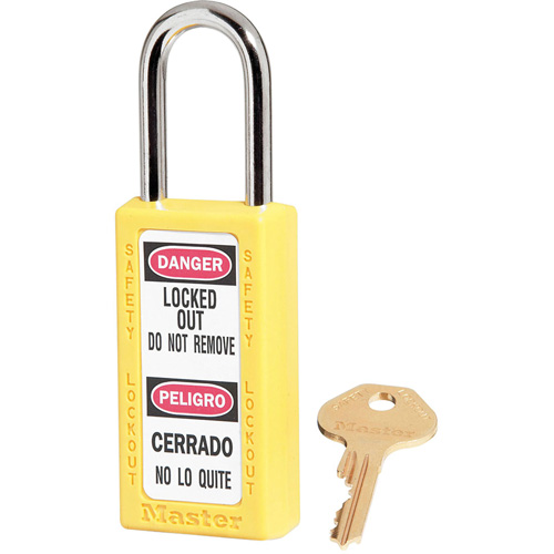 Cadenas de s&eacute;curit&eacute; Zenex 411, Jaune, Cl&eacute;s identiques, Thermoplastique, Largeur de 1-1/2" Action Paper