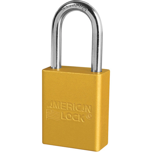 American Lock&reg; Safety Padlocks, Yellow, Keyed Alike, Aluminum, 1-1/2" Width Action Paper