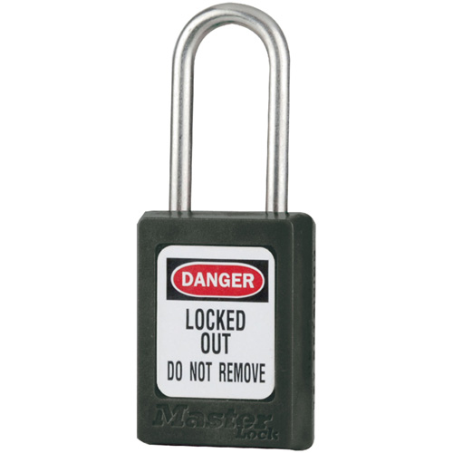 S31 Zenex Safety Padlocks, Black, Keyed Alike, Thermoplastic, 1-3/8" Width Action Paper