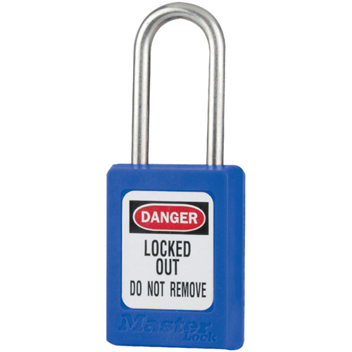 S31 Zenex Safety Padlocks, Blue, Keyed Alike, Thermoplastic, 1-3/8" Width Action Paper