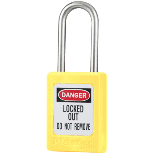 S31 Zenex Safety Padlocks, Yellow, Keyed Alike, Thermoplastic, 1-3/8" Width Action Paper