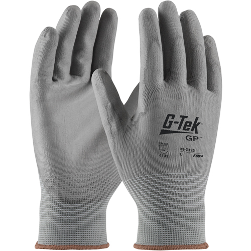 G-Tek 33G-165 Coated Gloves, 9/Large, Polyurethane Coating, 13 Gauge, Nylon Shell Action Paper