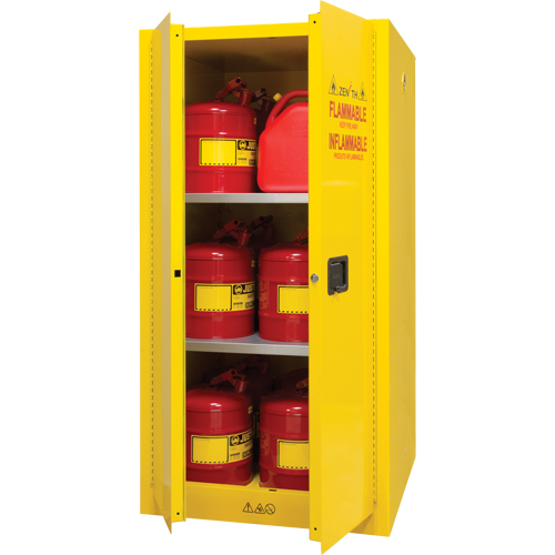 Armoire pour produits inflammables, 60 gal., 2 Porte(s), 34" La x 65" h x 34" p Action Paper