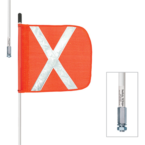 Safety Whip&reg; Heavy-Duty Whips, Threaded Mount, 5' High, Orange Action Paper