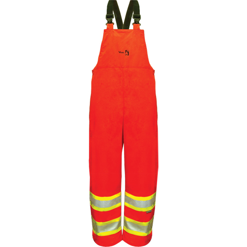 Hi-Vis FR/PU Safety Rain Bib Pants, 4X-Large, Orange Action Paper