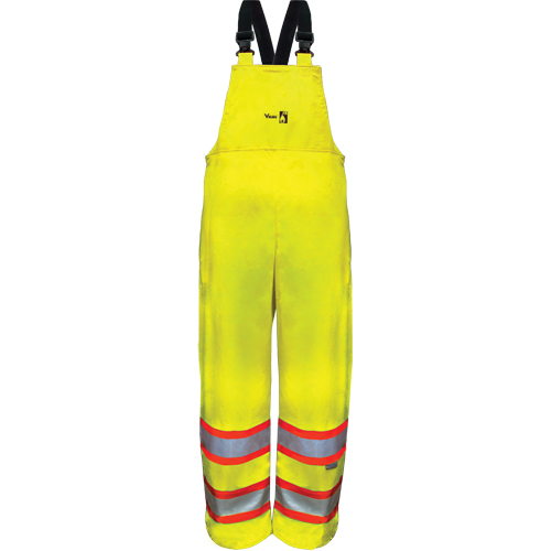 Hi-Vis FR/PU Safety Rain Bib Pants, Small, High Visibility Lime-Yellow Action Paper