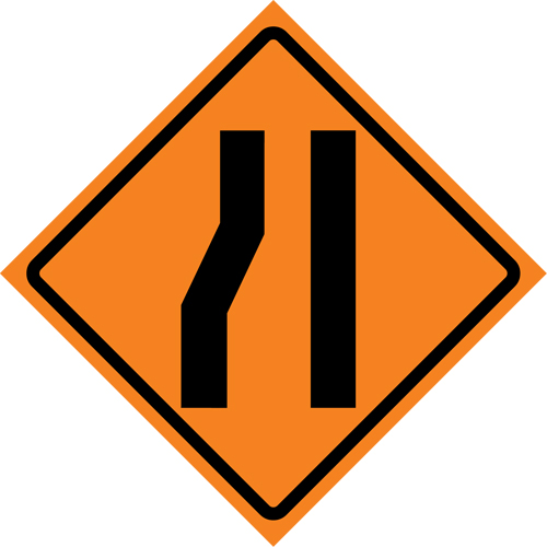 Merge Right Roll-Up Traffic Sign, 36" x 36", Vinyl, Pictogram Action Paper