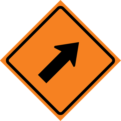 Right Diagonal Arrow Roll-Up Traffic Sign, 36" x 36", Vinyl, Pictogram Action Paper