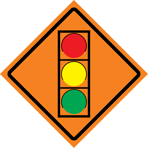 Stop Light Roll-Up Traffic Sign, 29-1/2" x 29-1/2", Vinyl, Pictogram Action Paper