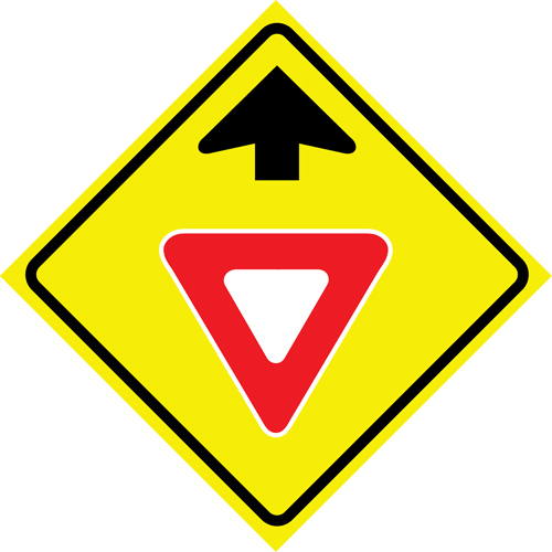 "Yield Ahead" Roll-Up Traffic Sign, 36" x 36", Vinyl, Pictogram Action Paper