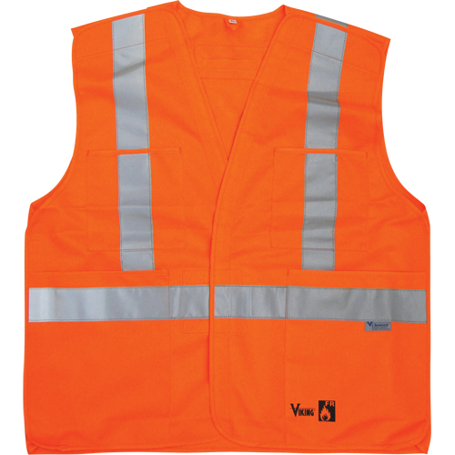 Vestes de s&eacute;curit&eacute; ignifug&eacute;es, Orange haute visibilit&eacute;, Moyen/Petit, Polyester Action Paper