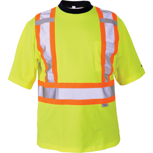 Safety T-Shirt, Polyester, 2X-Large, High Visibility Lime-Yellow Action Paper