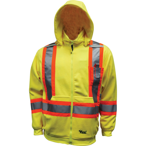 Safety Fleece Hoodie, Polyester, Small, High Visibility Lime-Yellow Action Paper