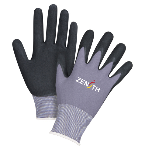 Gants ZX-1 de premi&egrave;re qualit&eacute; compatibles avec les &eacute;crans tactiles, 8/Moyen, R&ecirc;vetement Nitrile/Mousse de nitrile, Calibre 15, Enveloppe en Nylon Action Paper