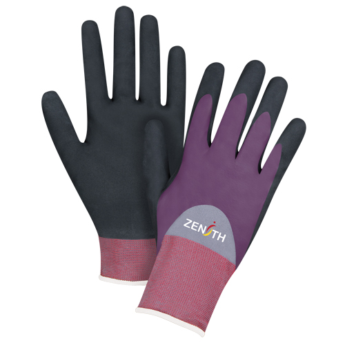 Gants enduits de premi&egrave;re qualit&eacute; ZX-2, 8/Moyen, R&ecirc;vetement Nitrile/Mousse de nitrile, Calibre 18, Enveloppe en Nylon Action Paper