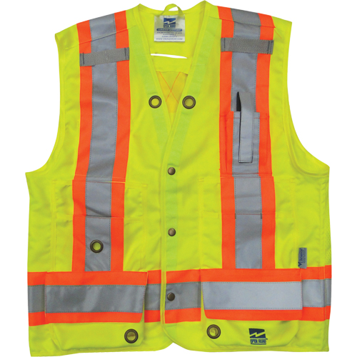 Veste de s&eacute;curit&eacute; pour arpenteur, Jaune lime haute visibilit&eacute;, Petit, Polyester Action Paper