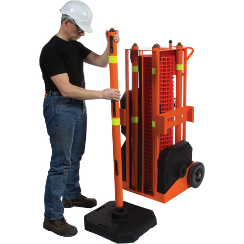 Portable Safety Zone, 100' L, Steel, Orange Action Paper