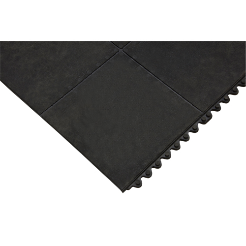 Tapis antifatigue, Lisse, 3' x 3' x 1/2", Noir, Caoutchouc naturel Action Paper