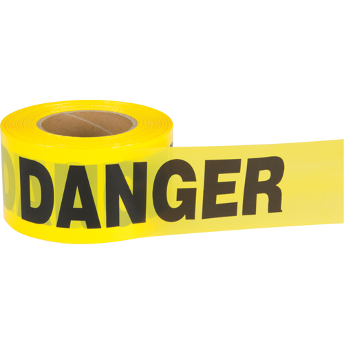 "Danger" Barricade Tape, Bilingual, 3" W x 1000' L, 1.5 mils, Black on Yellow Action Paper