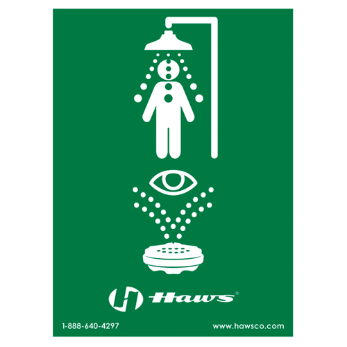 Enseigne douche/douche oculaire d'urgence, 24" x 18", Plastique, Pictogramme Action Paper