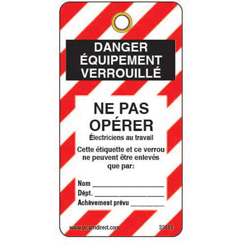 &eacute;tiquettes de verrouillage, Plastique, 3" la x 5-3/4" h, Français Action Paper