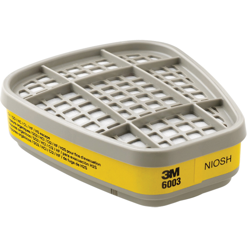 Cartouches pour respirateur s&eacute;rie 6000, Cartouche gaz/vapeur, Vapeurs organiques/Gaz acides Action Paper