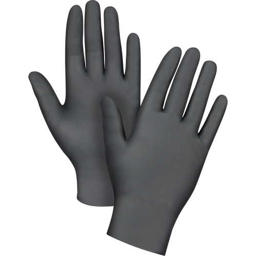 Puncture-Resistant Medical-Grade Disposable Gloves, Small, Nitrile, 5-mil, Powder-Free, Black, Class 2 Action Paper